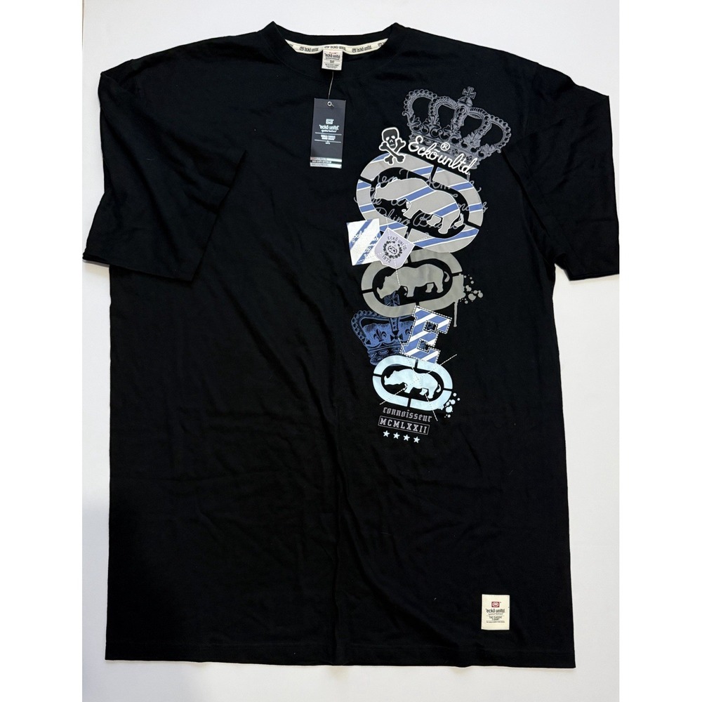 VTG Deadstock NWT Ecko Unltd 5XT Graphic Tee Black Cotton Streetwear Logo Skull